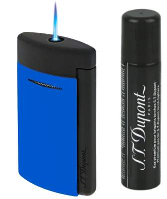 S.T. Dupont Feuerzeug MiniJet 3 Fluo blau schwarz matt + Gas