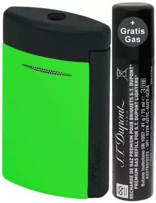 Produktbild: S.T. Dupont Feuerzeug MiniJet 3 Fluo grün schwarz matt 010872