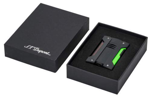 S.T. Dupont Feuerzeug Defi Extreme Fluo grün schwarz Verpackung
