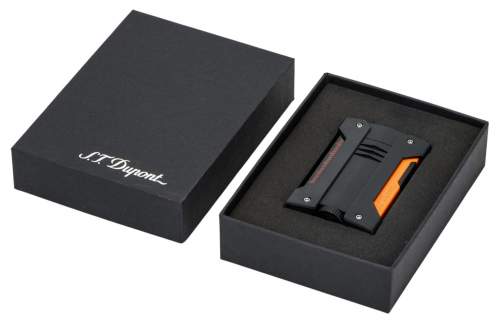 S.T. Dupont Feuerzeug Defi Extreme Fluo orange schwarz Verpackung