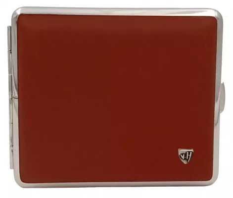 Produktbild: Zigarettenetui vom Hofe Leder braun Nickelrahmen18er