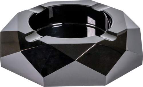 Design Zigarrenascher achteckig Glas 4 Ablagne schwarz