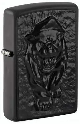 Produktbild: Zippo 2008206 Black Panther Black Matte mit plastischem schwarzem Panther-Emblem