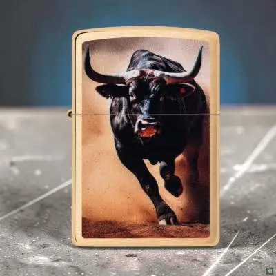 Produktbild: Zippo 60007820 Bull Stierlauf Brushed Brass Color Image Szene