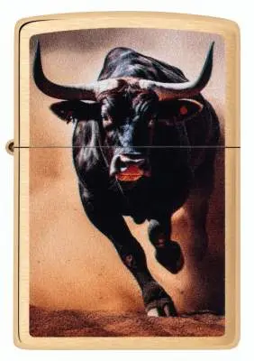 Produktbild: Zippo 60007820 Bull Stierlauf Brushed Brass Color Image Frontansicht