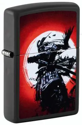 Produktbild: Zippo 60007821 Warrior 2 Black Matte mit Samurai-Krieger im Mondlicht