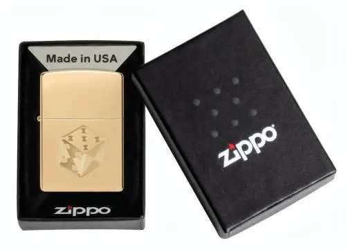 Produktbild: Title-Attribut Hauptbild: Zippo 60007826 Dice High Polish Brass Verpackung