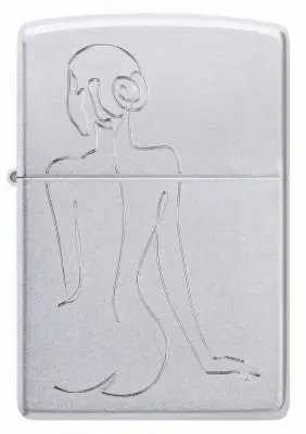 Produktbild: Zippo 60007828 Lady Strichzeichnung Satin Chrome Auto Engrave Frontansicht