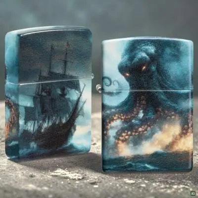 Produktbild: Zippo 60007832 Kraken-Angriff 540° Color mit riesigem Kraken und Tentakeln auf stürmischer See Szene