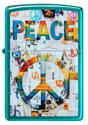 Produktbild: Zippo 60007847 Peace Friedenscollage Candy Teal Color Image Frontansicht