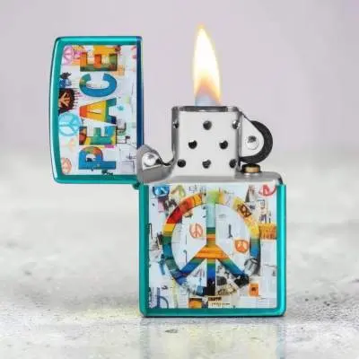 Produktbild: Zippo 60007847 Peace Friedenscollage Candy Teal Color Image Szene