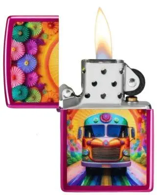 Produktbild: Zippo 60007849 Partybus Candy Raspberry Color Image offen mit Flamme