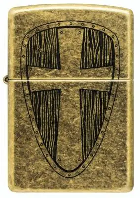 Produktbild: Zippo 60007850 Messing Antik graviert Vintage Cross Frontansicht