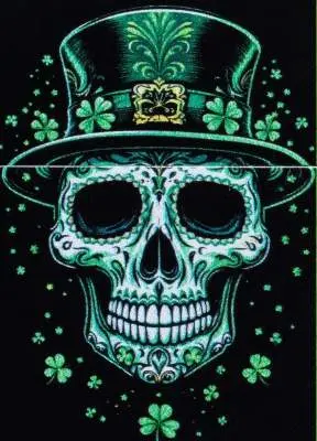 Produktbild: Zippo 60007864 Irish Skull Lurid mit grünem Totenkopf Frontausschnitt
