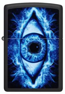Produktbild: Zippo 60007866 Black Matte Color Eye mit blauem Auge Frontansicht