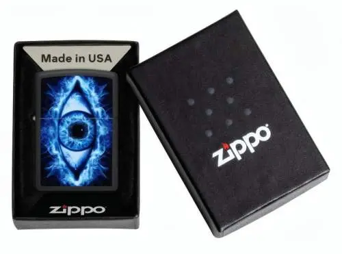Produktbild: Zippo 60007866 Black Matte Color Eye mit blauem Auge Verpackung