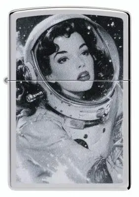 Produktbild: Zippo 60007871 Vintage Astronautin High Polish Chrome Color Image Frontansicht