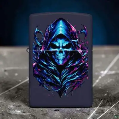 Produktbild: Zippo 60007894 Reaper Skull Navy Matte Black Light Szene