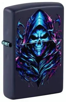 Produktbild: Zippo 60007894 Reaper Skull Navy Matte mit Sensenmann und Black-Light-Effekt