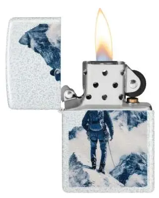 Produktbild: Zippo 60007897 Climber Glacier – Bergsteiger vor Gipfel offen mit Flamme