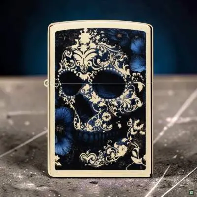 Produktbild: Zippo 60007900 Skull with Flowers Champagne Szene