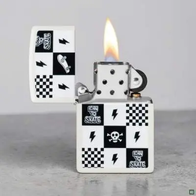 Produktbild: Zippo 60007903 Skateboard Checkers Born to Skate White Matte Szene