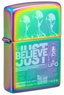 Produktbild: Zippo 60007915 Just Believe Multi Color Spectrum mit Außerirdischen und weißer Schrift