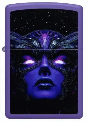 Produktbild: Zippo 60007916 Cyborg Woman Purple Matte Black Light Frontansicht