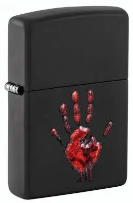 Produktbild: Zippo 60007918 Handprint Black Matte mit rotem Handabdruck und fühlbarer Texture-Print-Struktur