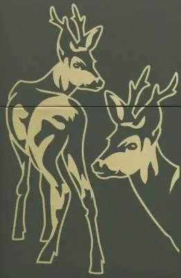 Produktbild: Zippo 60007921 Deer Hirsche Green Matte Laser Engrave Frontausschnitt