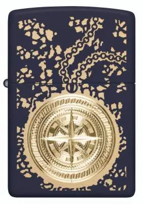 Produktbild: Zippo 60007922 Antique Talisman Kompass Navy Matte Laser Engrave Frontansicht