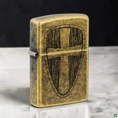 Produktbild: Zippo 60007850 Messing Antik graviert Vintage Cross Szene
