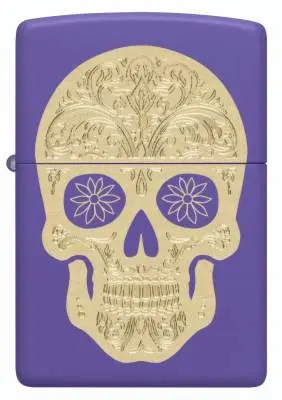 Produktbild: Zippo 60007931 Sugar Skull Purple Matte Frontansicht