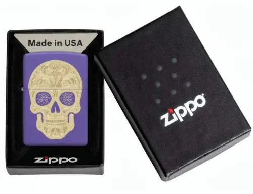 Produktbild: Zippo 60007931 Sugar Skull Purple Matte Verpackung