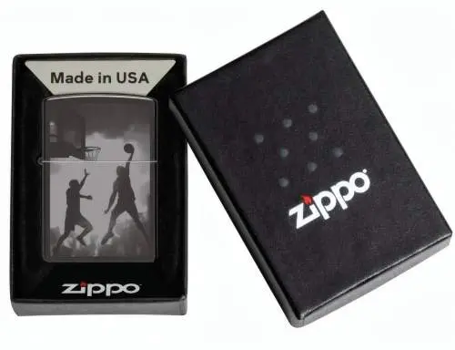 Produktbild: Zippo 60007932 Basketball Slam Dunk High Polish Black Photo Image Verpackung