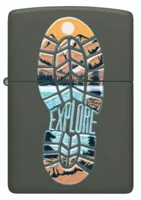 Produktbild: Zippo 60007937 Explore Green Matte – Schuhsohle mit Texture Print Frontansicht