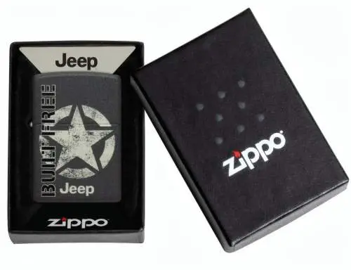 Produktbild: Zippo 60007941 Jeep Freedom Star Black Crackle – Built Free Verpackung