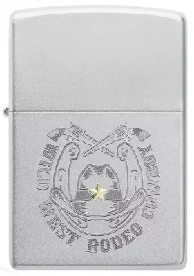 Produktbild: Zippo Wild West Cowboy chrom gebürstet Feuerzeug vorne
