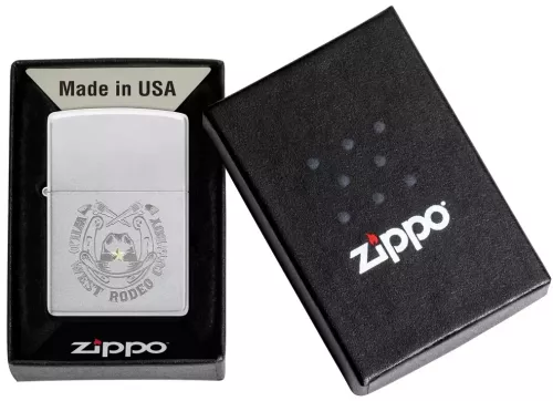 Produktbild: Zippo Wild West Cowboy chrom gebürstet Feuerzeug Verpackung