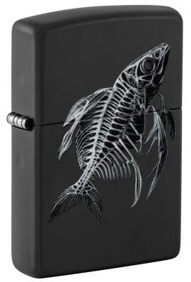 Produktbild: Zippo Fish Skeleton Fischskelett schwarz matt Feuerzeug