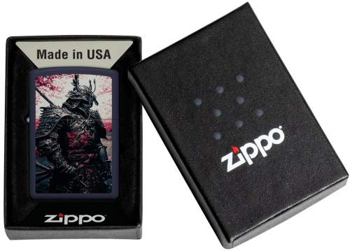 Produktbild: Zippo Samurai Warrior in Navy Blue Feuerzeug Verpackung