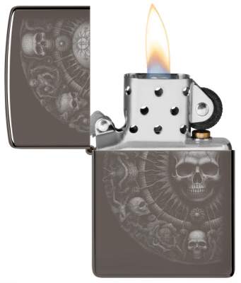 Produktbild: Zippo Skull Mandala Black Ice Photo Image Feuerzeug offen