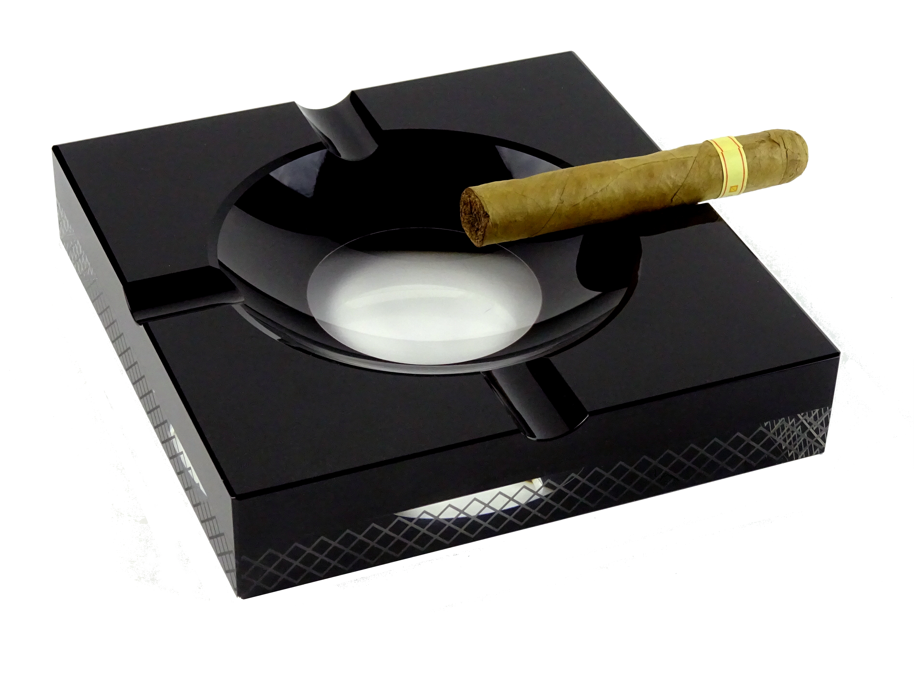 Zigarrenascher Keramik weiß 4 Ablagen 19,5 x 19,5 cm Zigarren Aschenbecher