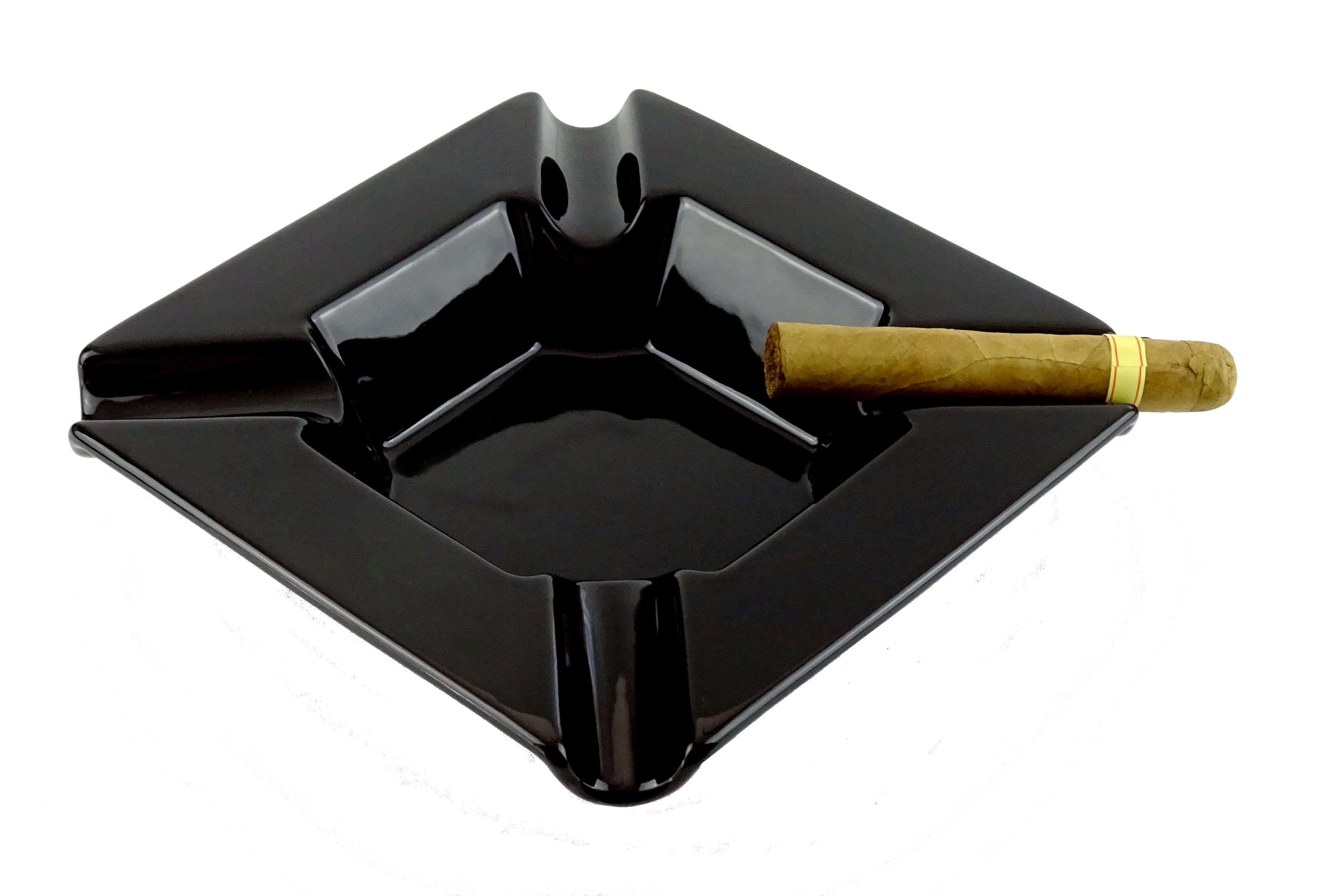 Aschenbecher Zigarrenascher Aluminium schwarz matt 1 Ablage