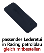 Lederetui Racing Petrolblau gleich mitbestellen