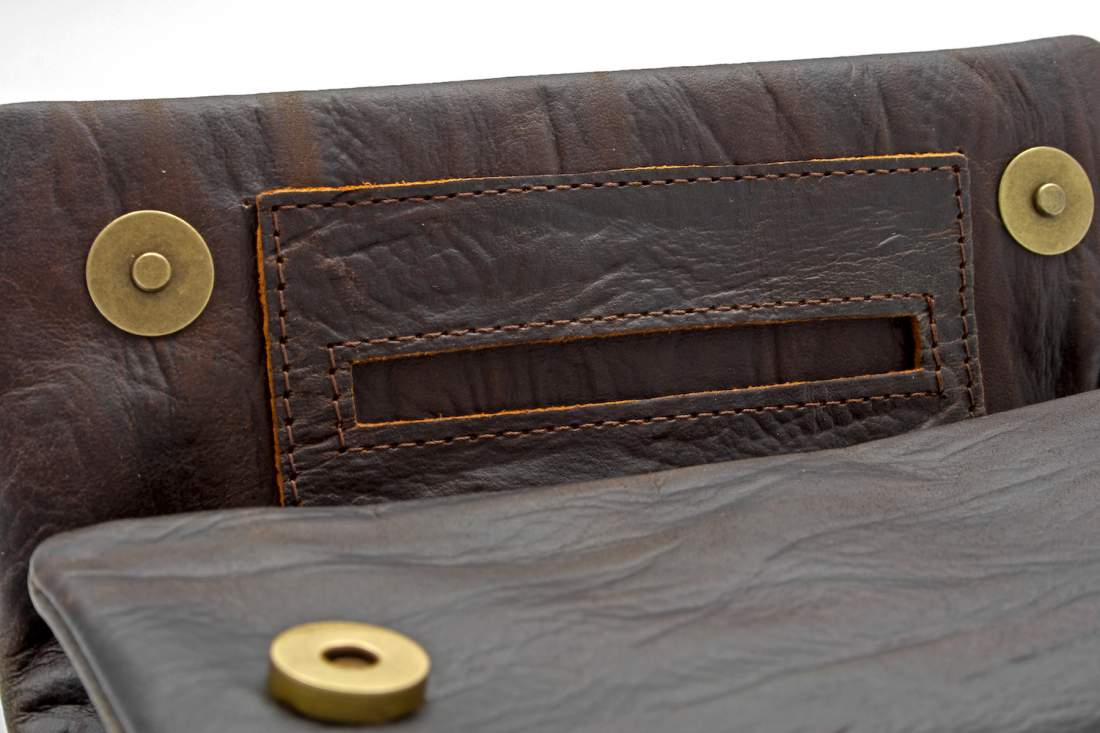 Produktbild: Mestango Waves Kalbsleder braun Tabaktasche Drehertasche Tabakbeutel