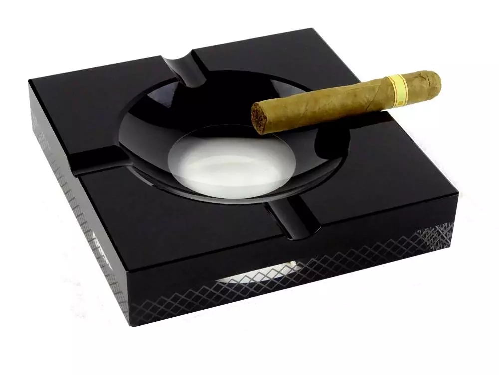 Angelo Design Zigarrenascher Kristall schwarz 4 Ablagen 20x20x4cm