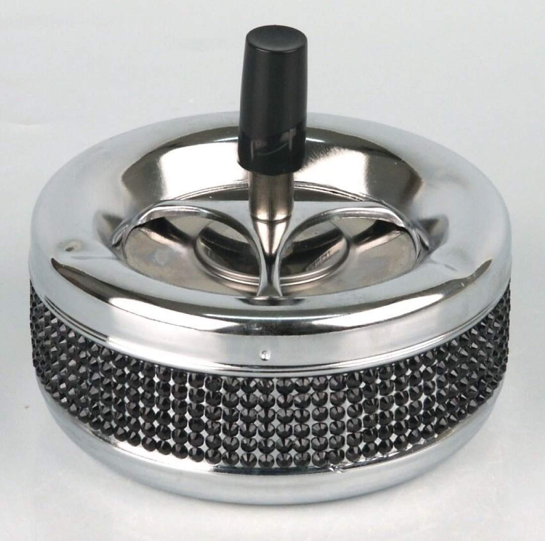 Produktbild: Drehascher chrom-Glittersteine schwarz 11cm