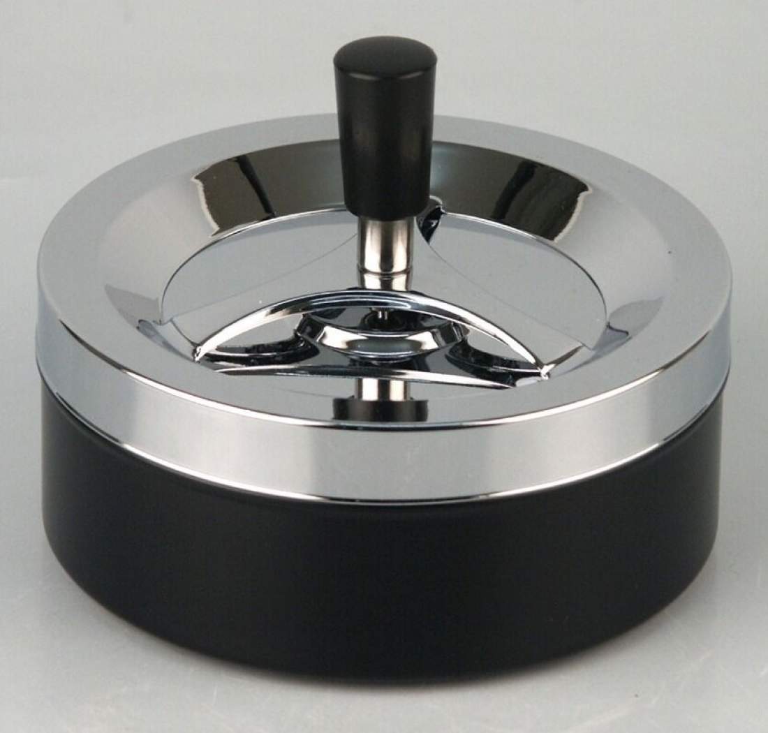 Produktbild: Drehascher chrom-schwarz matt 14cm