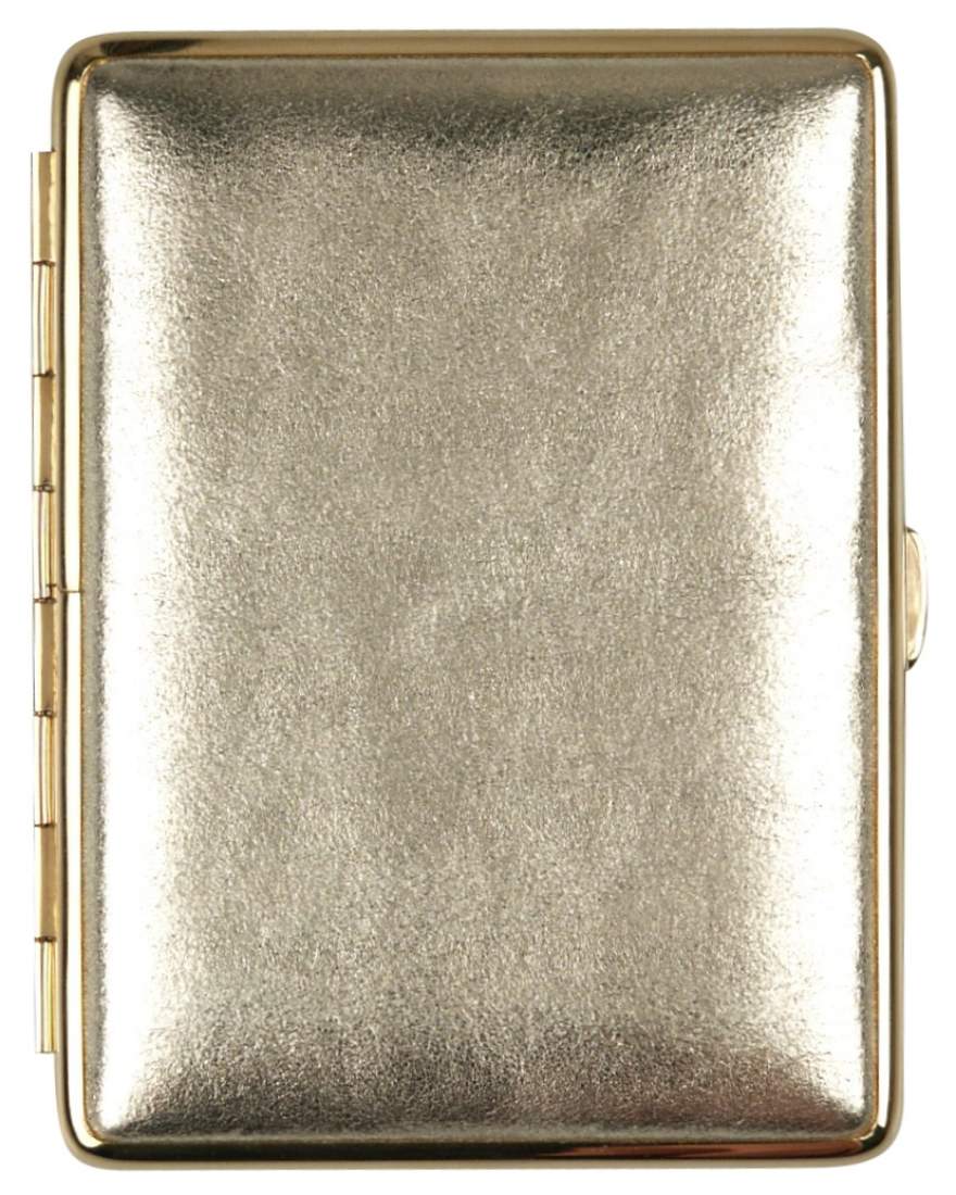 Produktbild: Zigarettenetui vom Hofe Metall Soft-Leder bordeaux-rot mit Nickelrand 100mm-18er